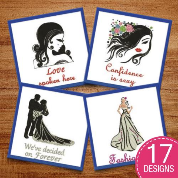 Picture of Women & Captions Embroidery Design Pack