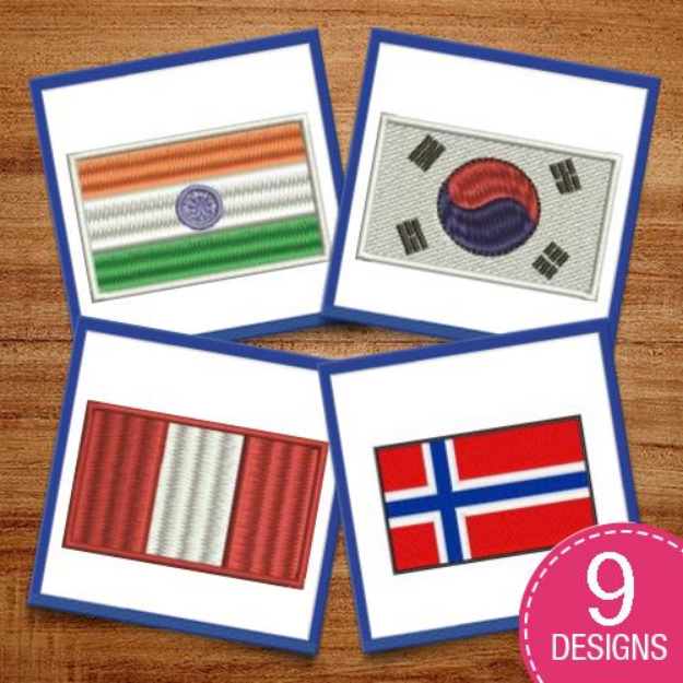 Picture of International Country Flags Embroidery Design Pack