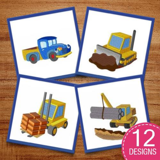 Picture of Trucks, Tractors & Construction Embroidery Design Pack