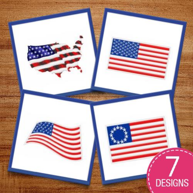 Picture of American Flags Embroidery Design Pack