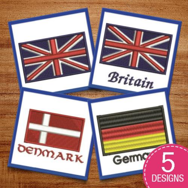Picture of European Country Flags Embroidery Design Pack