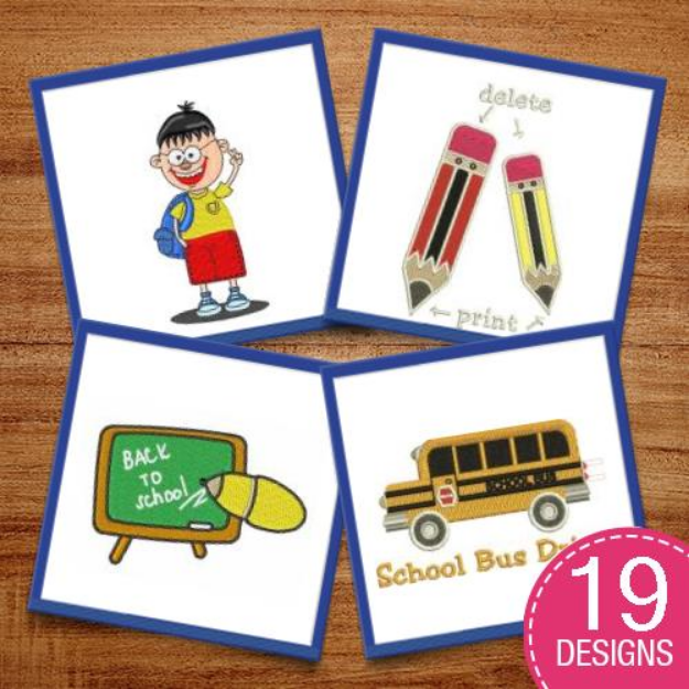 Picture of School Days, School Days Embroidery Design Pack