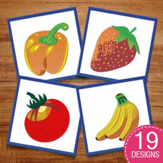 Picture of Fruits & Veggies Embroidery Design Pack