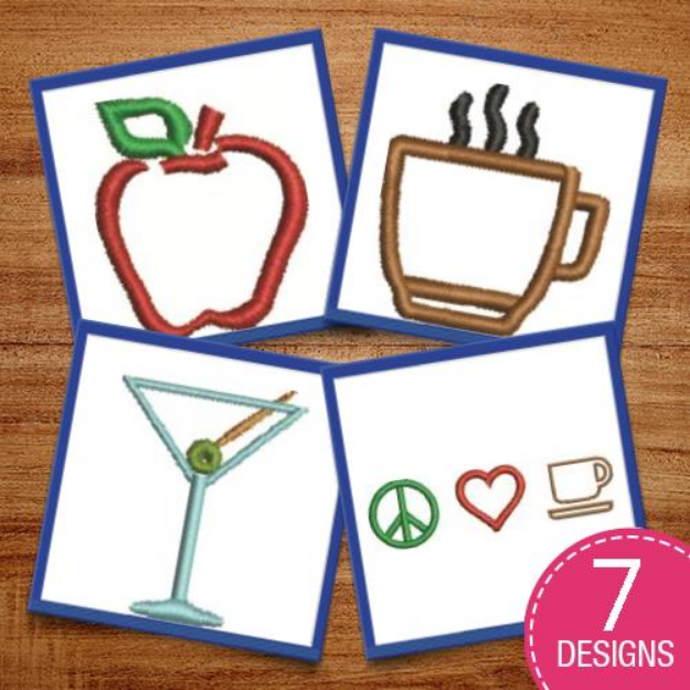 Picture of Food & Drink Outlines Embroidery Design Pack