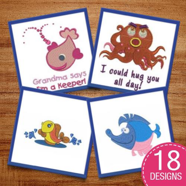 Picture of Fun Fish & Sea Animals Embroidery Design Pack