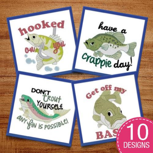 Picture of Funny Fish Talk Embroidery Design Pack
