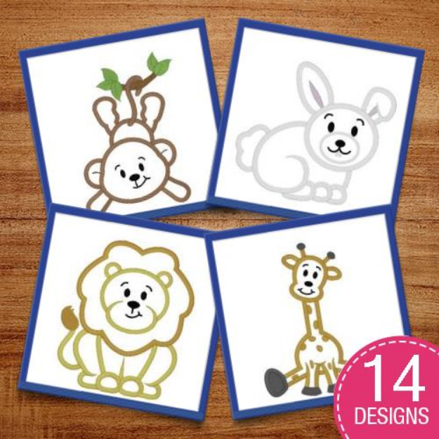 Picture of Fuzzy Animals Applique Embroidery Design Pack