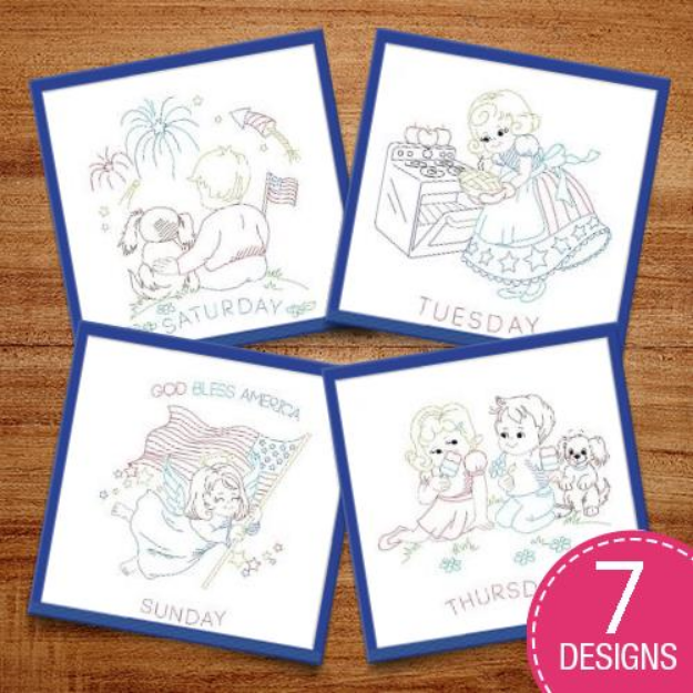 Picture of Patriotic Days Of The Week Mini Collection Embroidery Design Pack