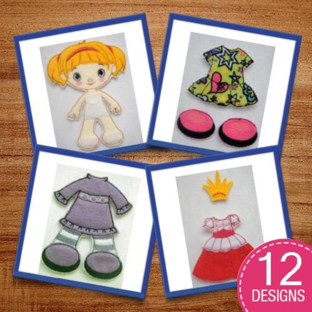 Picture of Girl Felt Paperdoll & Costumes Embroidery Design Pack