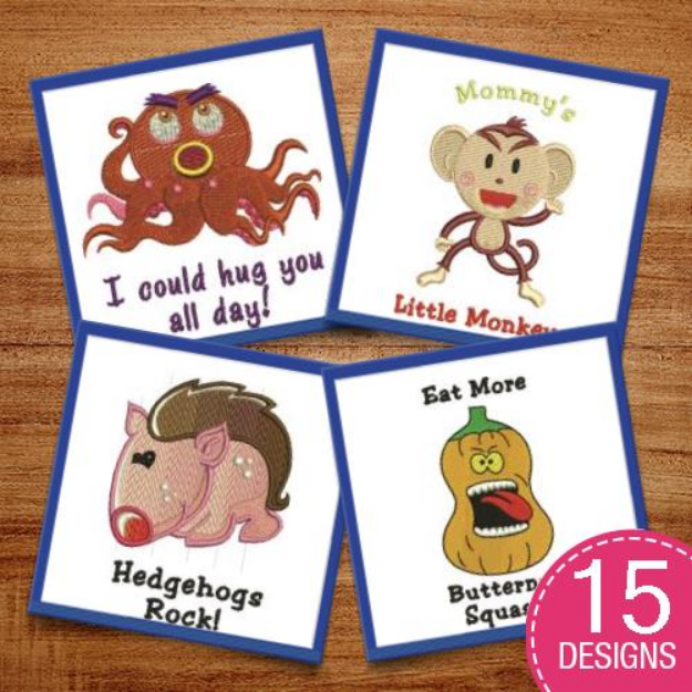 Picture of Funny Animals & Captions Embroidery Design Pack