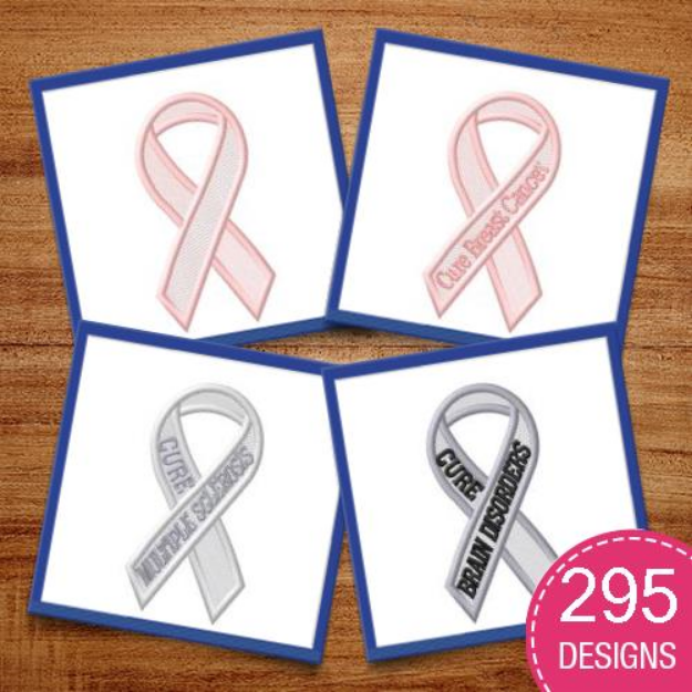 Picture of Awareness Ribbons (Filled) Embroidery Design Pack