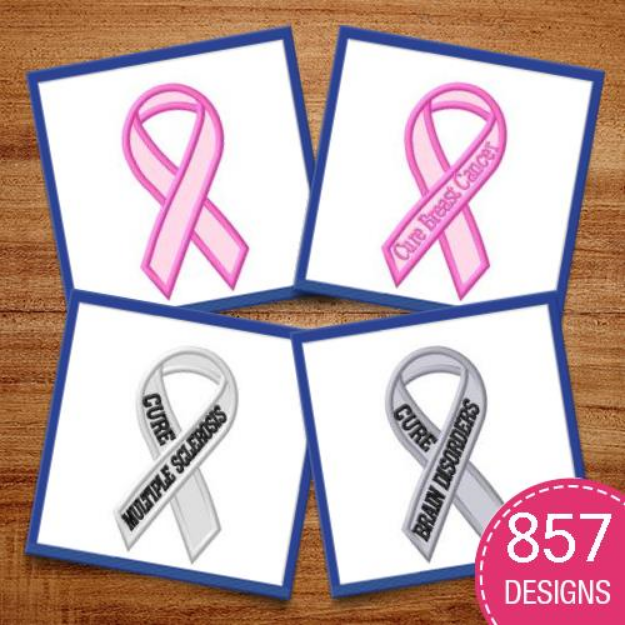 Picture of Awareness Ribbons (Applique) MegaPack Embroidery Design Pack
