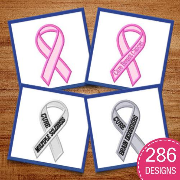 Picture of Awareness Ribbons (Applique) Embroidery Design Pack