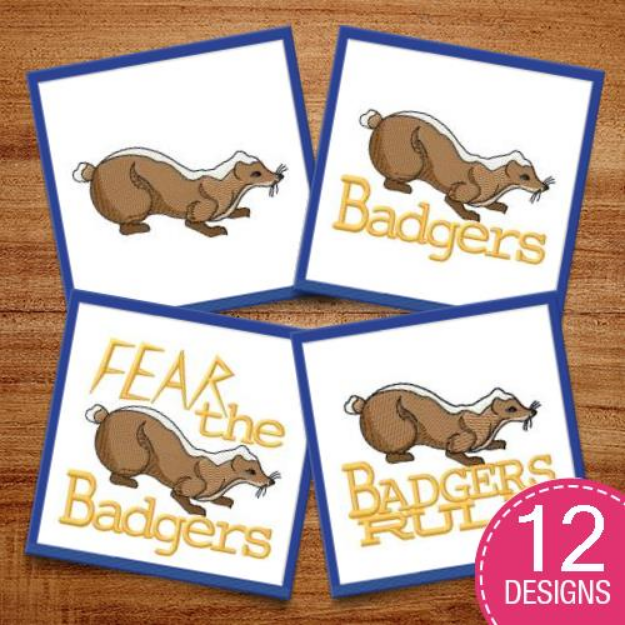 Picture of Badgers Embroidery Design Pack