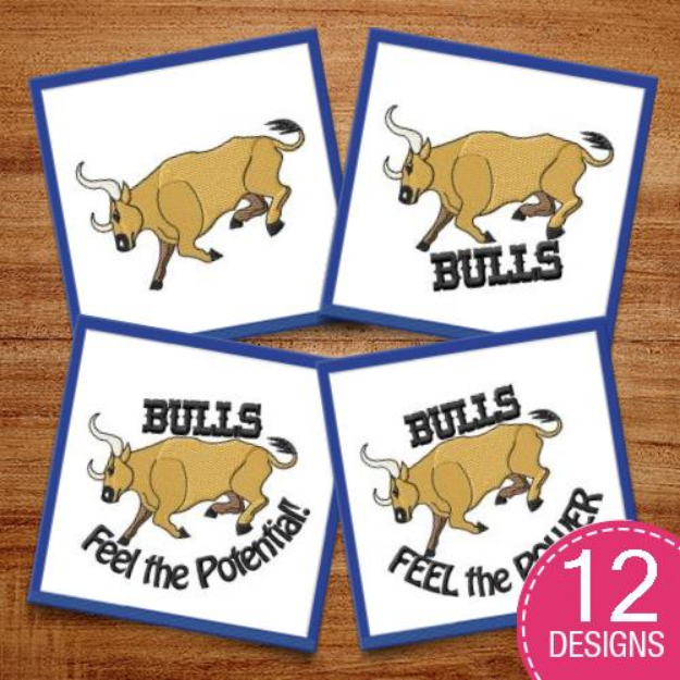 Picture of Bulls Embroidery Design Pack