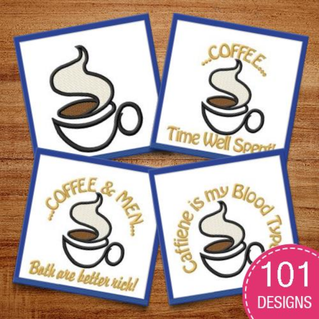 Picture of Coffee Embroidery Design Pack