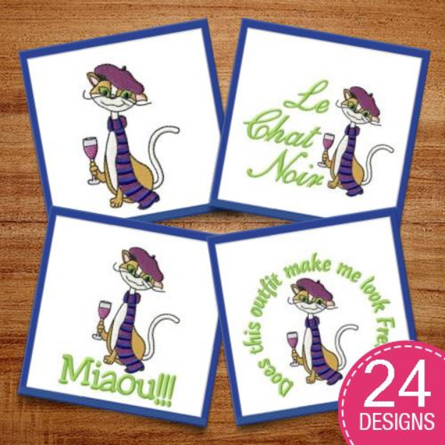 Picture of French Cat MegaPack Embroidery Design Pack