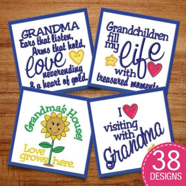Picture of Grandma Sayings Embroidery Design Pack