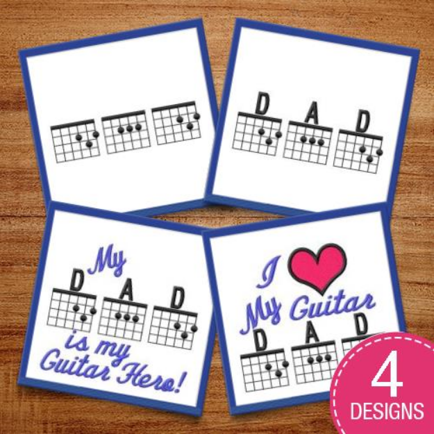 Picture of Guitar Dad Embroidery Design Pack