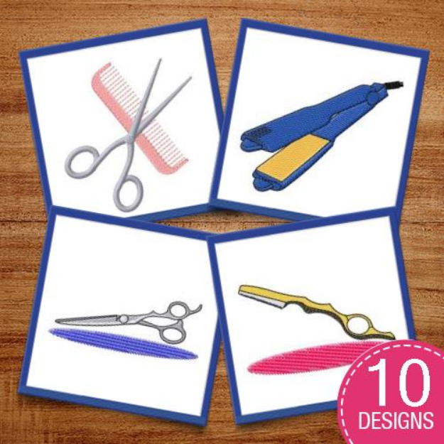 Picture of Hair Styling Tools Embroidery Design Pack
