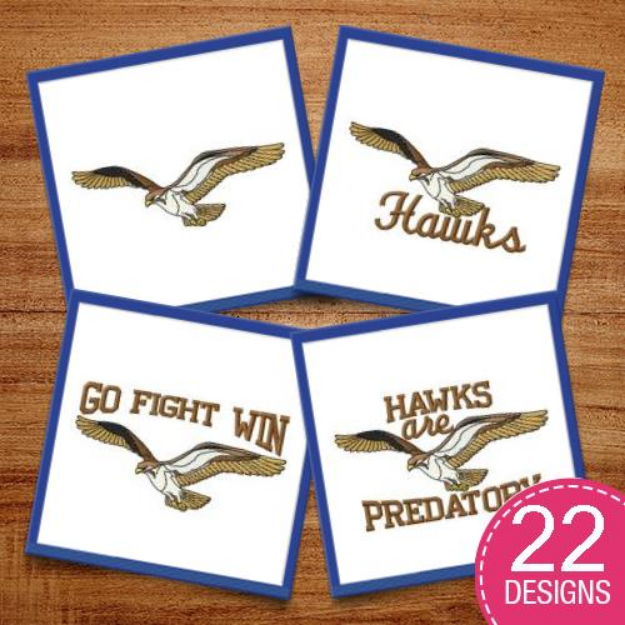 Picture of Hawks Embroidery Design Pack