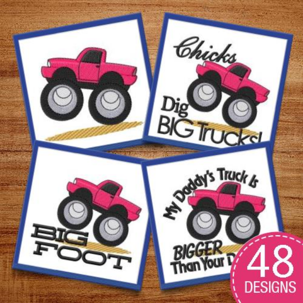Picture of Monster Trucks Embroidery Design Pack