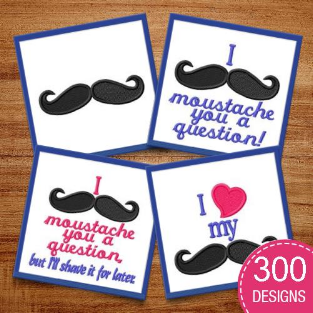 Picture of Moustache MegaPack Embroidery Design Pack