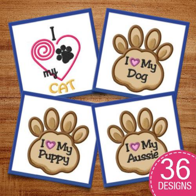 Picture of Paw Applique Embroidery Design Pack
