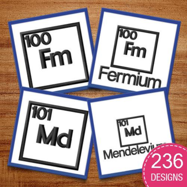 Picture of Periodic Table No Fill Embroidery Design Pack