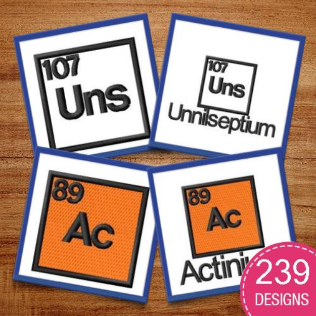 Picture of Periodic Table Embroidery Design Pack