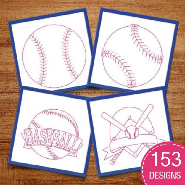 Picture of Redwork Baseball MegaPack Embroidery Design Pack