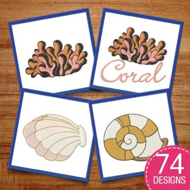 Picture of Seashell Embroidery Design Pack