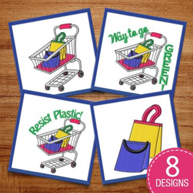 Picture of Shopping Cart and Basket Embroidery Design Pack