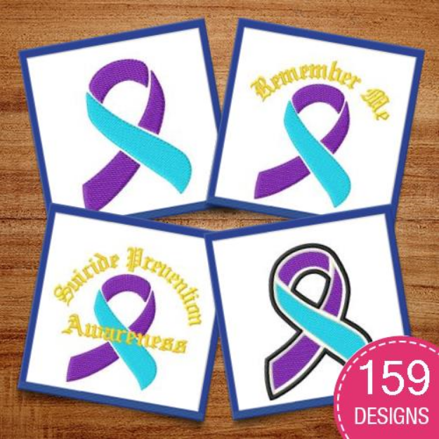 Picture of Suicide Ribbon MegaPack Embroidery Design Pack