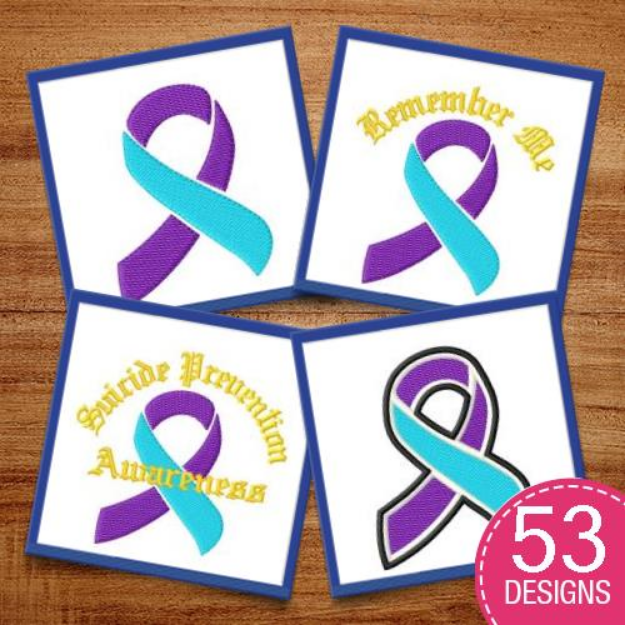Picture of Suicide Ribbon Embroidery Design Pack