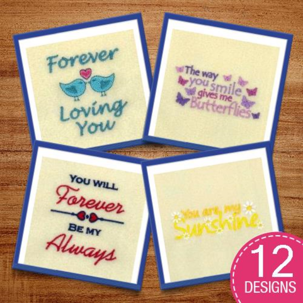 Picture of Sweet Sentiments Sayings Embroidery Design Pack
