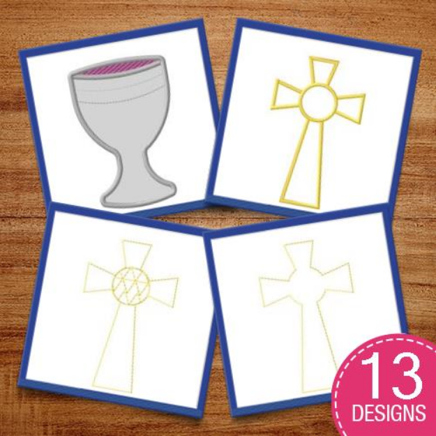 Picture of Chalice & Cross Outlines Embroidery Design Pack
