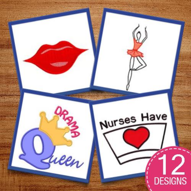 Picture of Fun Applique Women Embroidery Design Pack