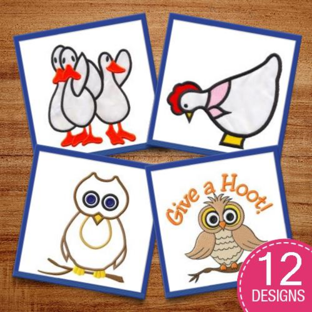 Picture of Realistic & Cartoon Birds Embroidery Design Pack
