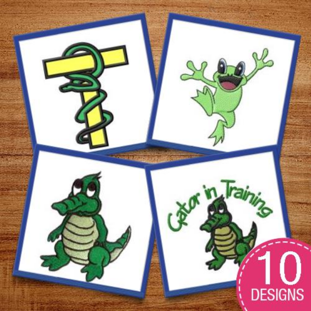 Picture of Frogs Gators & Snakes Oh My! Embroidery Design Pack
