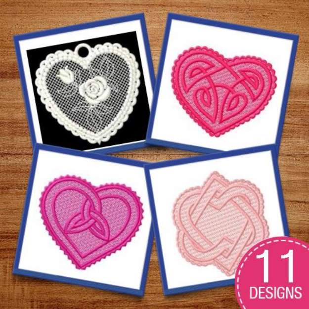Picture of Valentine Ornaments & Bookmarks Embroidery Design Pack