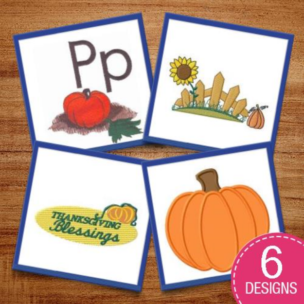 Picture of Thanksgiving Pumpkins Embroidery Design Pack