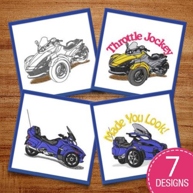 Picture of Motorcycles On The Move Embroidery Design Pack