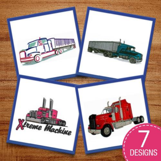 Picture of Big Rig Trucks Embroidery Design Pack