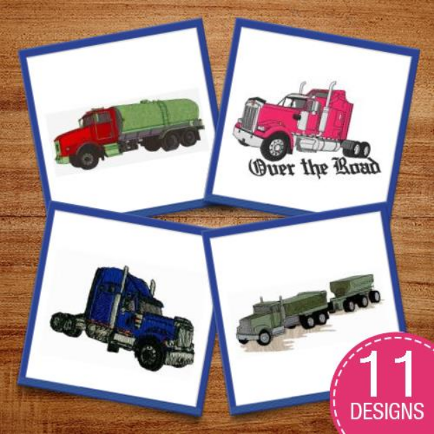 Picture of Big Rig Trucks Embroidery Design Pack