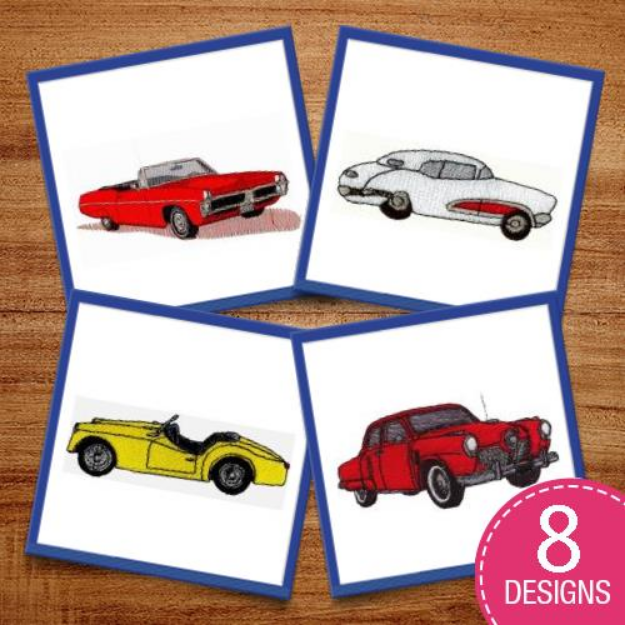 Picture of Antique Hot Rods Embroidery Design Pack