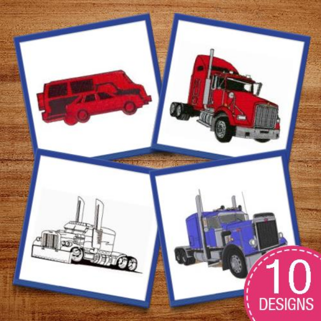 Picture of Transportation Vehicles Embroidery Design Pack