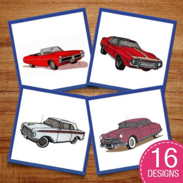 Picture of Vintage Vehicles Embroidery Design Pack