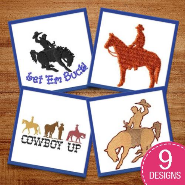 Picture of Cowboy Up Silhouettes Embroidery Design Pack