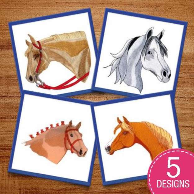 Picture of Realistic Horse Heads Embroidery Design Pack